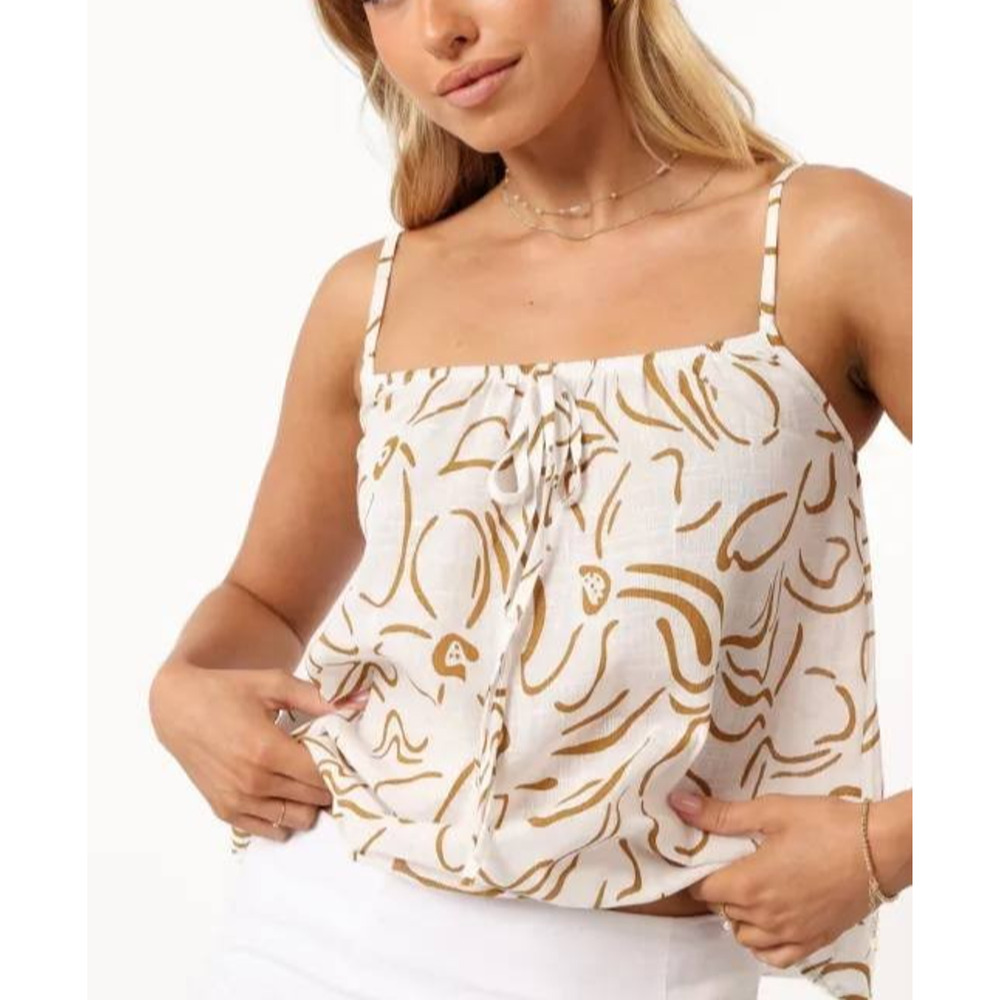 Revolve Petal & Pup Juliette Robie cotton Top White Beige Large A005709